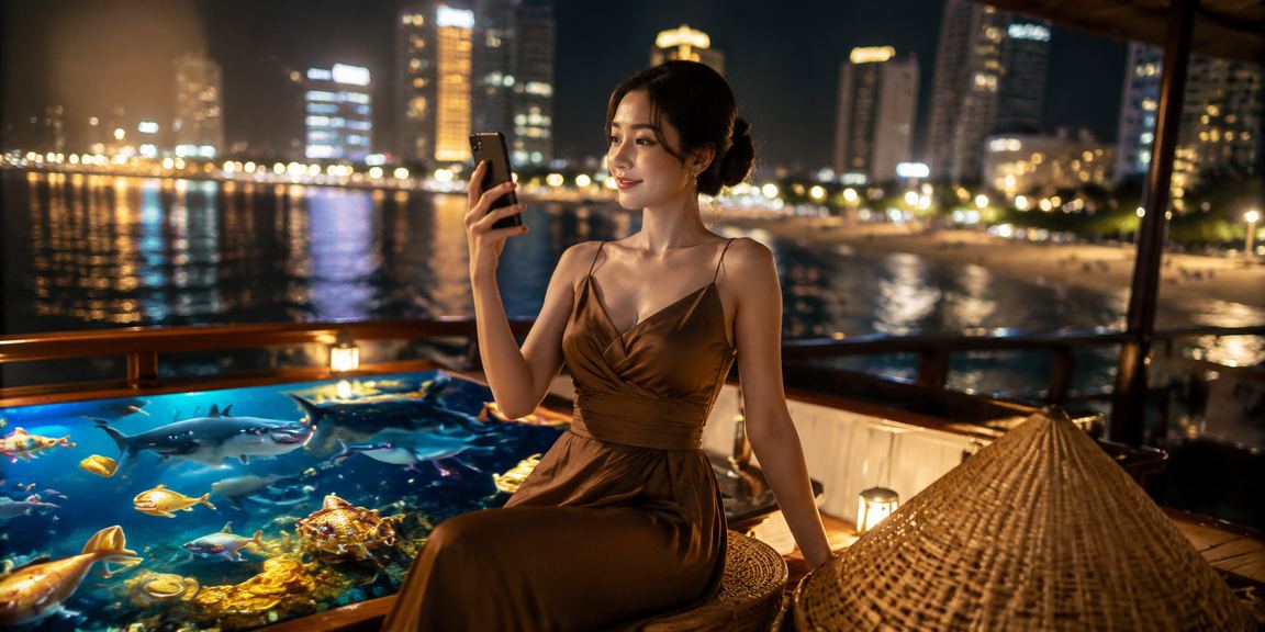 Người phụ nữ Nha Trang đội nón lá sử dụng điện thoại chơi casino trực tuyến có trách nhiệm